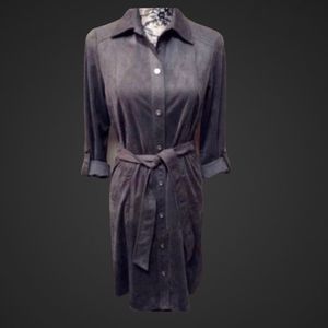 Renaur Montreal Faux Suede Snap Trench Dress